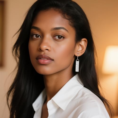 ALEXCRAFT 925 Sterling Silver Dangle Drop Earrings for Women, Hypoallergenic Lightweight Trendy Sterling Silver French Hook Leverback Earrings Long Hammer Bar Drop Earing for Women Statement Jewelry2