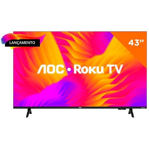 Smart TV AOC 43” Full HD Roku TV Wi-Fi, 3× HDMI, USB, Ethernet, Dolby Audio – 43S5155/78G