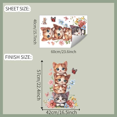Vinilo Decorativo Gatos Apilados Acuarela para Niños miniatura 2