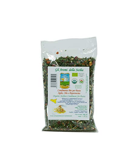 Sicilian Organic Condiment for Pasta Aglio Olio e Peperoncino 50 Gram (1.76 Ounce)