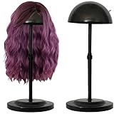 WiZiWi Wig Stand 1PC Adjustable Height Black Plastic Wig Head Stand Portable Wig Holder Stands Non-Slip Wig Head Holders Sturdy for Multiple Wigs and Hats Styling Drying Display