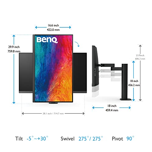 Image of BenQ PD3205UA AQCOLOR 32 inch 4K UHD Ergo Arm Mac-Ready Monitor, 99% Rec.709 & sRGB, IPS, Built-in Ergo Mount, ICCSync, Uniformity, Delta E≤3, Factory-Calibrated, Pantone, USB-Hub, USB-C (90W)