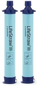 LifeStraw Personal Water Filter for Hiking, Camping, Travel, and Emergency Preparedness, 2 Pack, Blue