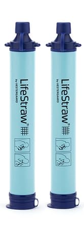 LifeStraw Personal Water Filter pour la randonnée, le camping, les voyages et la préparation d’urgence, lot de 2, bleu
