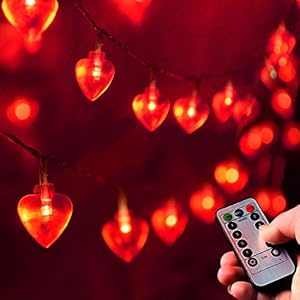 Homeleo 8M 50 LED Cadena de luces con forma de corazón para