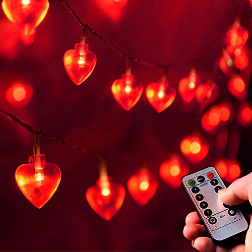 Homeleo 8M 50 LED Cadena de luces con forma de corazón para