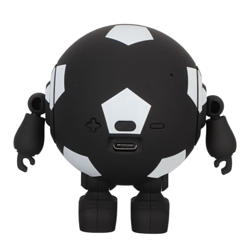 GOWENIC Soccer Ball Shaped BT Robotic, Portable Small TWS Steel Cannon, Speaker Bass Stereo, Support Serial Connection for Home Outdoor Entertainment Party (Black)