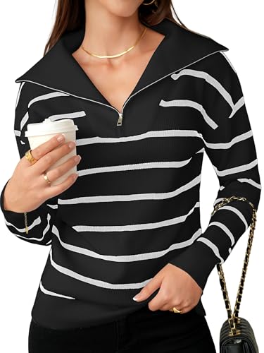 HDLTE Trendy Sweaters for Women 2025 – Striped Tunic Pullover Sweaters Long Sleeve Tops Fall Winter Outfits Clothes