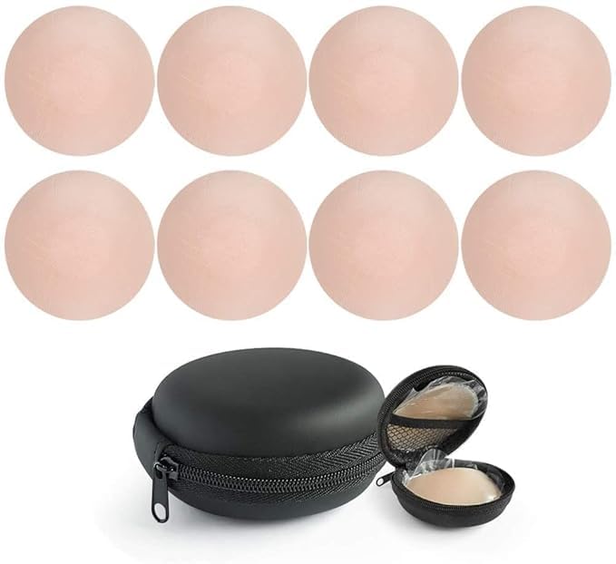 RYUKCREATIVES Invisible Nipple Covers for Women (Pack of 4 Pairs) with Black Pouch | Reusable Silicone Pasties, Skin-Friendly Thin Nipple Covers |Breathable & Seamless Design-picture-36