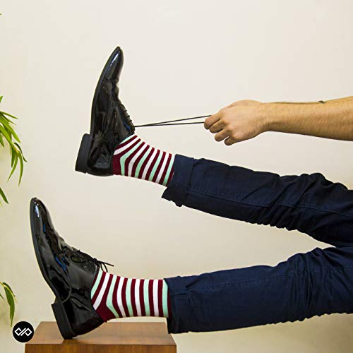 Image of DYNAMOCKS Men's and Women's Combed Cotton Stripes Crew Length Socks (Pack of 4) (Multicolour, Free Size)