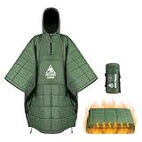 OneTigris Camping Blanket Honcho Poncho with 3M Thinsulate Insulation,Wearable Sleeping Bag Poncho for Camping Large Ultralight Water-Resisitant Warm Wearable Blanket for Outdoor Camping,Hiking