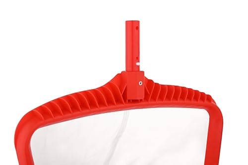 Image of POOLX Heavy Duty Plastic Leaf rake with Short wear Screen mesh Deep net for Pool Cleaning (RED)