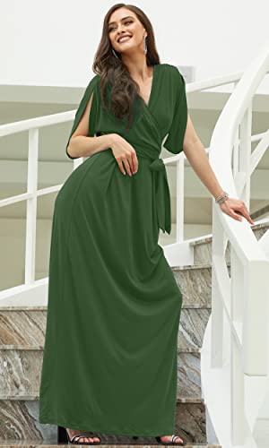Image of KOH KOH Womens Long Pleated Flowy Modest Evening Wedding Guest Maxi Dress