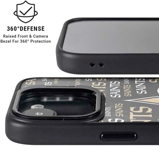 Skinit Kickstand Phone Case Compatible with iPhone 16e - Officially Licensed NFL New Orleans Saints Black Blast Design