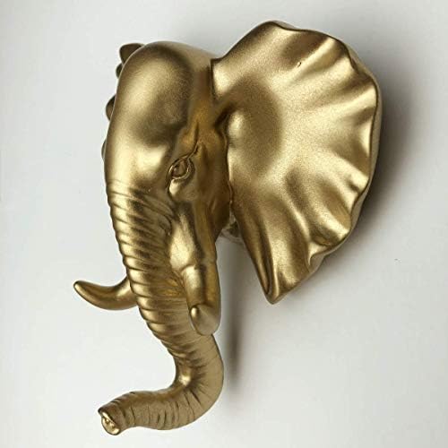 MYRU Set of 3 Elephant Head Giraffe Head and Rhino Head Wall Hooks/Hangers Animal Shaped Coat Hat Hooks (Gold)