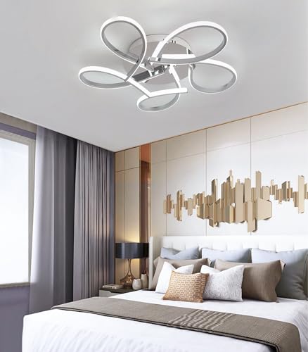 Luminaire plafonnier LED fleur 72W en chrome au design contemporain haut de gamme