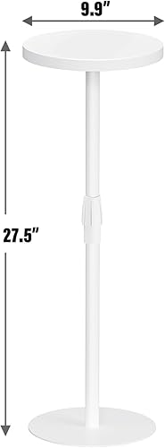 Miniatura 2 de TUTOTAK Mesa auxiliar redonda alta, mesa auxiliar pequeña, juego de 2, mesa de bebida, mesa auxiliar de pedestal, sala de estar, blanco TB01BW096