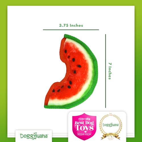 Image of Doggijuana Watermelon Slice & Juananip Bundle | Squeaky Refillable Plush | Refillable squeaky plush dog toy + organic calming catnip; eases anxiety, stress & storms; drug-free, hand-harvested