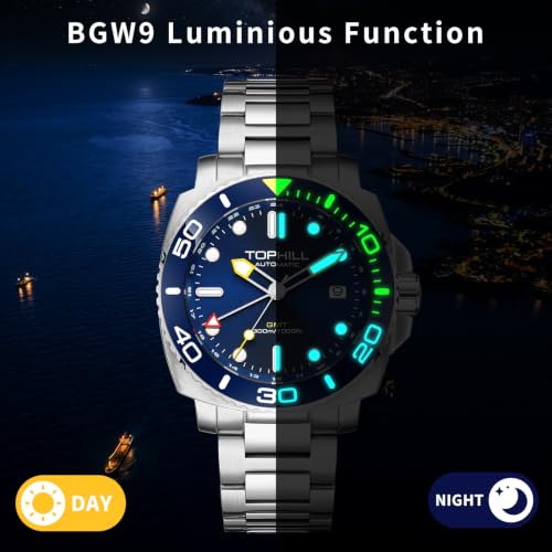 Image of TOPHILL Men Watches Automatic Mechanical Watches - Dive, GMT, Chronograph & Dress Styles | 316L Stainless Steel, Sapphire Crystal, Ceramic Bezel | 5ATM-300M Waterproof with Super Luminous | Classic Business & Sport Casual