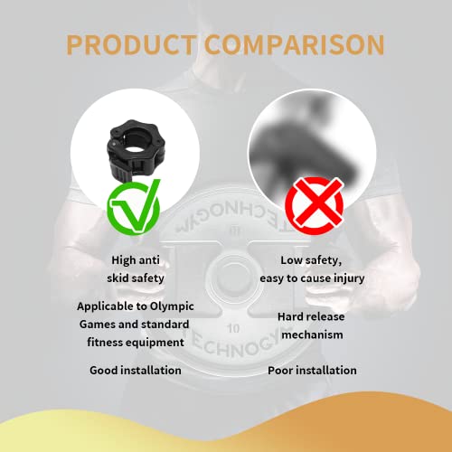 2Pcs Weight Clamps Barbell 1 Inch Clamps Olympic Barbell Clamps Bar Clips Release Of Locking Weight Clips Fits Red Weight Bar (Black) #TOP4