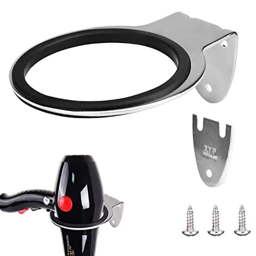Image of Oligitdi Stainless Steel Hair Dryer Wall Mount Holder Stand Bracket Wall Mount Hair Blow Dryer Hanging Rack, Hanging Stand, Hair Dryer Holder Bathroom Wall Storage, Shelf Organizer Stand Hooks Dryer Stand (Silver)
