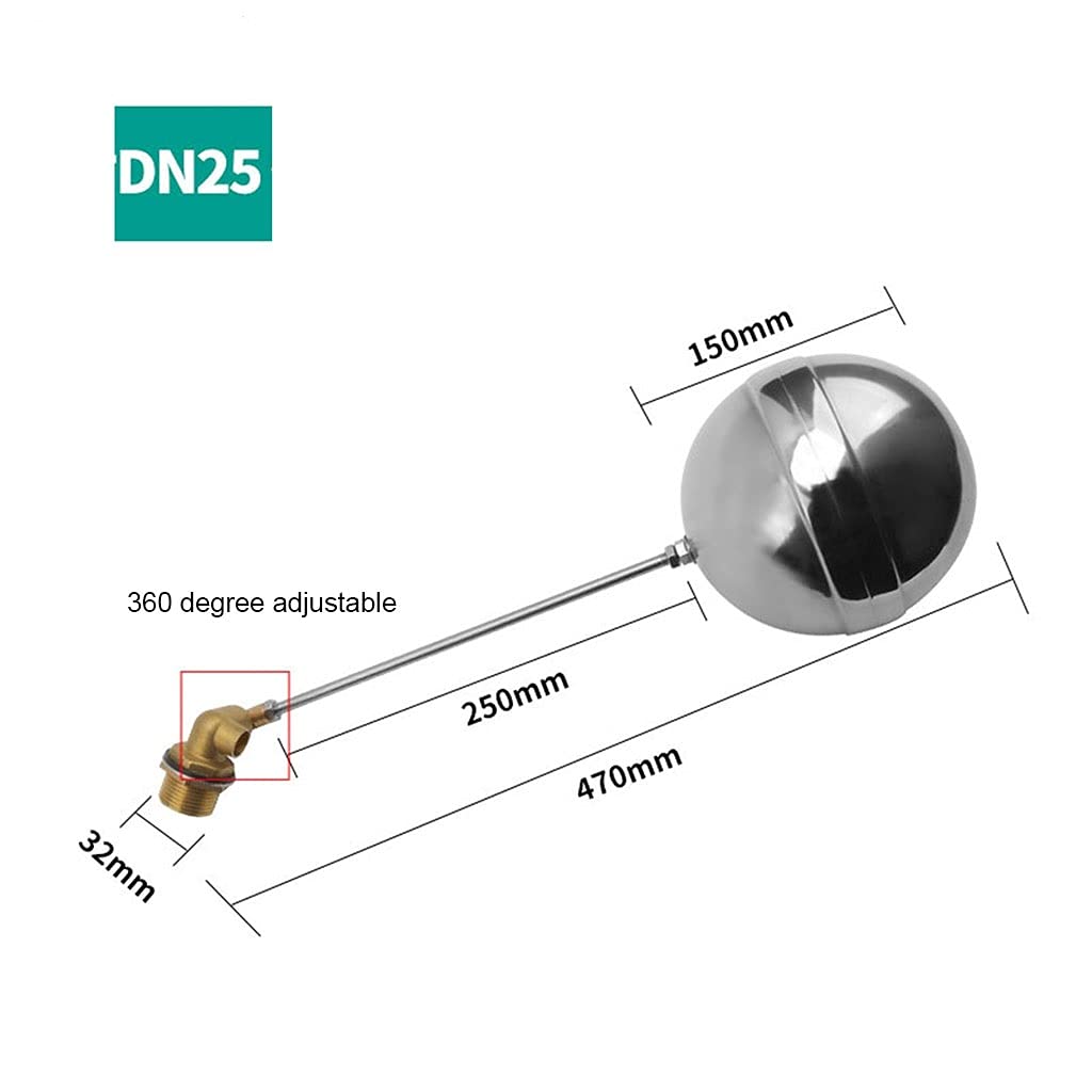 zawór pływakowy ， 1 szt. 1/2" 3/4" 1", szybko otwierający się regulowany zawór kulowy pływakowy, stal nierdzewna Kontrola przepływu(1 Inch Dn25)