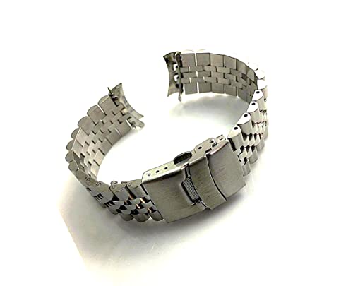 Image of Replacement 20mm Stainless Steel Polished Silver Jubilee Type Watch Band Strap Solid Screw Link Bracelet Curved End Double Lock Buckle