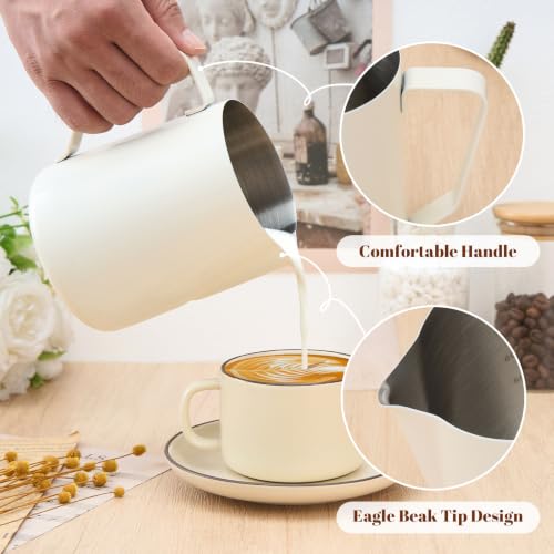 Image of Amrules Milk Frothing Pitcher 31oz Frother Cup Barista Tools, White