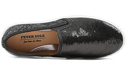 Image of FEVERSOLE Women's Fashion Sparkle Sequin Embellished Sneaker Party Holiday Casual Shoes