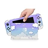 ZOOMHITSKINS Cute Purple Sky Soft Blue Cloud White Mist Pastel Kawaii High Quality 3M Vinyl Decal Sticker Wrap, Bubble-free Install, Goo-free Removal, Nintendo Switch Compatible, Made in the USA
