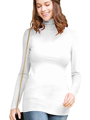 Image of Lock and Love Women's Turtleneck Top Lightweight Long Sleeve Slim Fit Pullover, Soft Rayon Stretch Layering Basic, S-3XL
