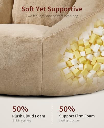 Image of Relefree Cafy Bean Bag Chair for Adults,Oversized Reading Chair with Armrests,Memory Foam Filling Comfy Chair,Giant Cozy Adult Bean Bag Chair,Large Lazy Living Room Chair for Bedroom,Reading Nook