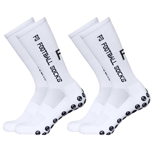 Lixada Calcetines de fútbol para hombre y niño, unisex, calcetines de compresión, calcetines deportivos, antideslizantes, de secado rápido, para fútbol, baloncesto, maratones, 2 pares (39-46)