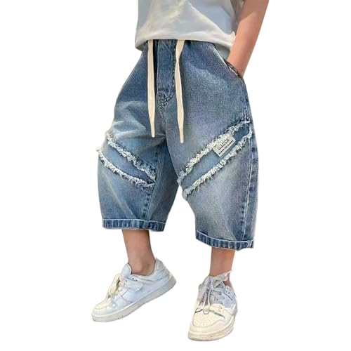 Short jean ample garçon déchiré confortable en denim souple 4-12 ans