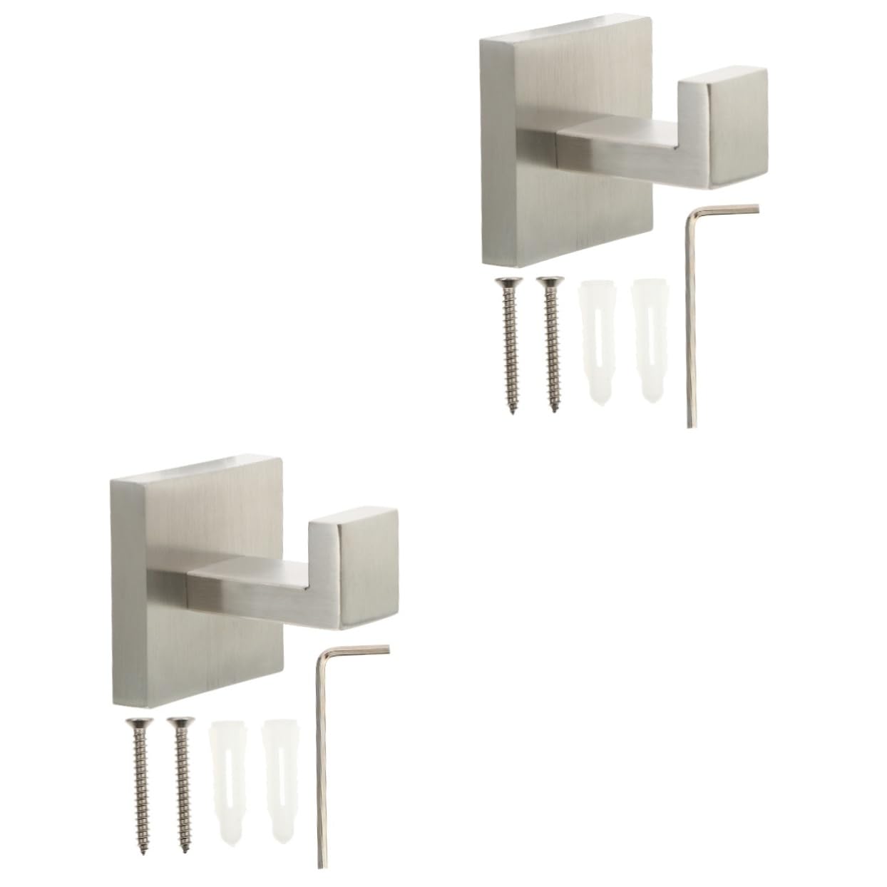 Tofficu 2 Piezas gancho de acero inoxidable toalla colgadores de pared bata decoracion dormitorio decoración dormitorio hangers coat rack gancho montado en la pared perchas de baño Silver