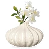 Torre & Tagus Allium Reactive Glaze Ceramic Bud Vase - 3 Inch Mini Flower Vase & Small Ceramic Vases for Flowers, Handmade Ribbed Bud Vases for Home Decor & Wedding Decor for Table