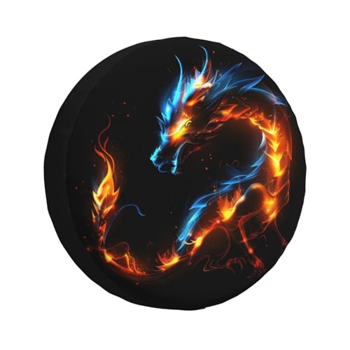 Image of Fire Dragon-A Spare Tire Cover Waterproof Dust-Proof Uv Sun Wheel Protectors Tire Cover Fit for Jeep,SUV, Rv, Travel Trailer, Truck15 Inch