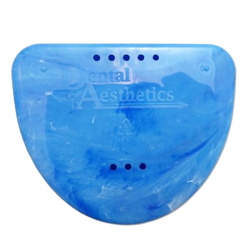 Schlanke kieferorthopädische Zahnarzttasche – Marmorfarben für Retainer, Bleichschalen, Zahnersatz und mehr (blauer Marmor)