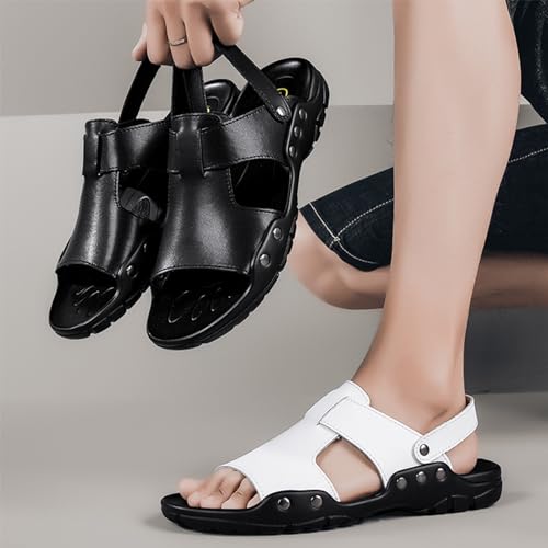 Men's Soft Leather Open Toe Sandals Slippers Comfortable Slingback Two-Wear Slip-On Slippers Summer Outdoor Non-Slip Beach Sandals4