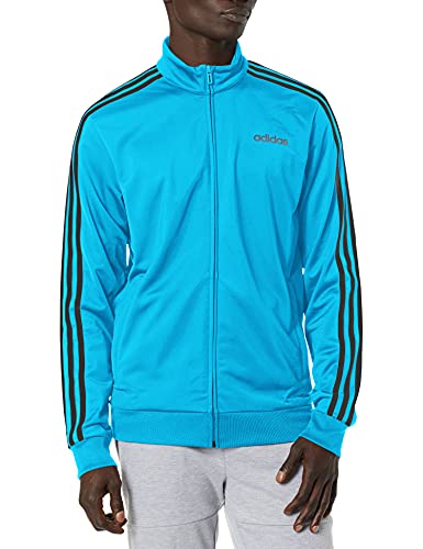 adidas Men's Essentials 3-stripes Tricot Track Jacket, Shock Cyan, Large