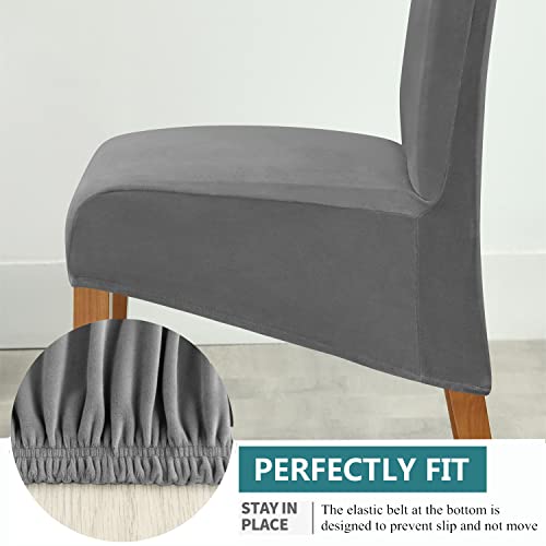 Housse de chaise velours extensible doux gris lot de 4 pièces