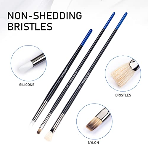 Falling In Art Long Handle Paintbrush Set For Gouache, Natural Hog Bristle Artist Brushes, Professional Mixed Painting Art Supplies For Oil, And Acrylic Painting 10 Pcs #TOP2