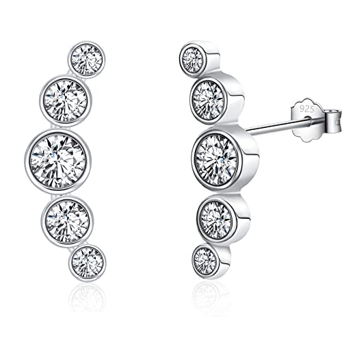 Boucles d'oreilles à tige en argent sterling pour femme - Hypoallergénique - Oxyde de zirconium - Cadeau pour filles (argent, or, or rose), Argent sterling