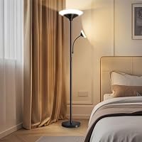 BBHome Stehlampe Wohnzimmer LED, 27W Deckenfluter LED Dimmbar mit 6W leselampe, 3000K-6500K Moderne Dimmbar Stehlampe mit Fernbedienung & Berührung für Wohnzimmer, Schlafzimmer, Büro (schwarz) – Ansicht 8