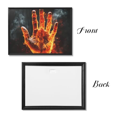 Toile murale encadrée noire anti-fade de feu pour embellir un mur blanc vide