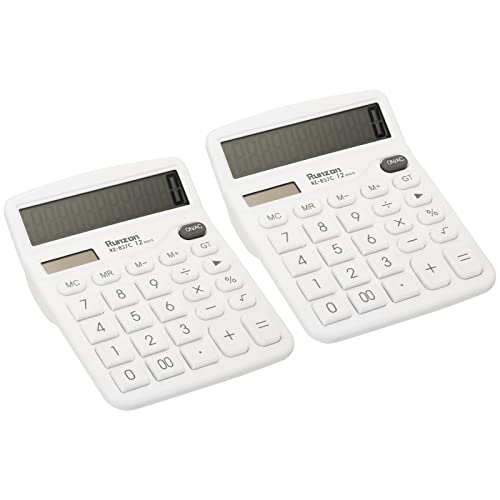 Calculatrice électronique 12 chiffres lot de 2 calculatrices de bureau solaire écran LCD blanc