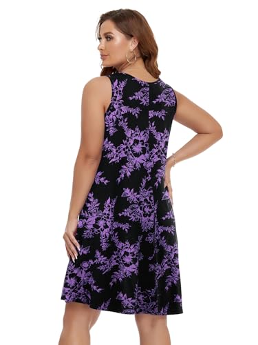Image of BELAROI Women Casual Summer Beach Dresses Plus Size Sundress V Neck Pockets Swing Tank Dress Cover Ups