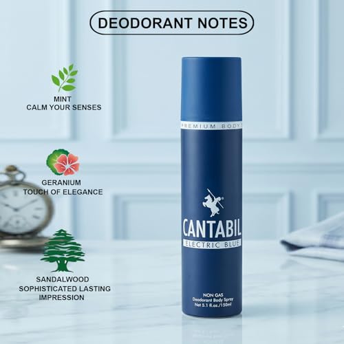 Image of Cantabil Electric Blue & Midnight Date & Burnt Brick Unisex No Gas Deodorant Body Spray | Combo Of 3 X 150ml With Lotus, Mint, Citrus | Perfume Deo For Men & Women | Rakhi Gift for Brother
