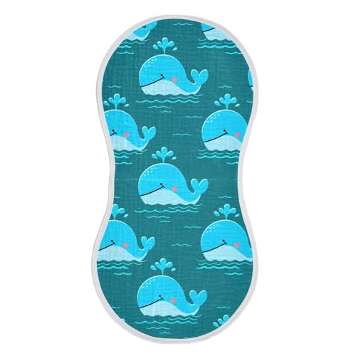 Cartoon Whale Water Teal Baby Burp Cloths Absorbent Cotton Burp Cloths Rags Burping Clothes for Babies Burp Cloth Baby Bibs Washcloths for 22x11IN Newborn Baby Essentials,2 Pack2