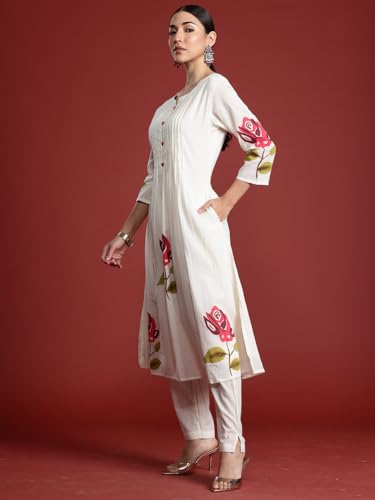 Image of INDO ERA Women's Cotton Ethnic Co-Ord Set | Kurta Pant Set | Stylish Cotton Suit Set for Women,10124
